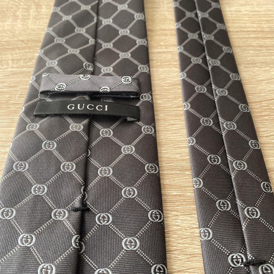 ✨美品✨ GUCCI グッチ　ネクタイ　GG柄　水色　グレー　上品　刺繍　ブルー