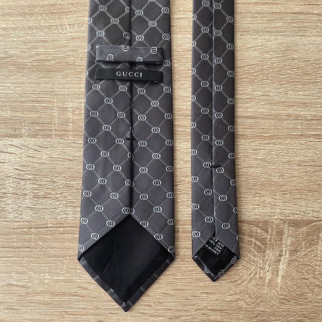 ✨美品✨ GUCCI グッチ　ネクタイ　GG柄　水色　グレー　上品　刺繍　ブルー