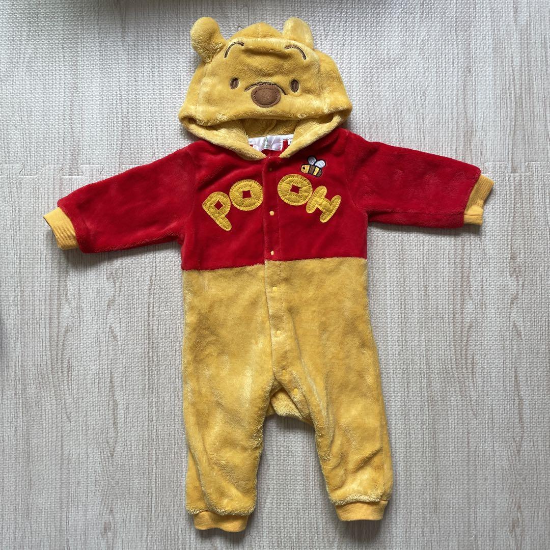 Disney baby プーさん フード付きロンパース 80