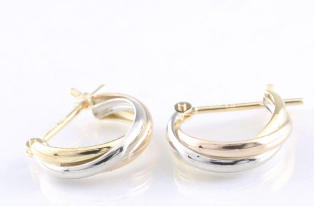 ピアス フープピアス スリーカラーピアス k18 k18pg pt900 18金