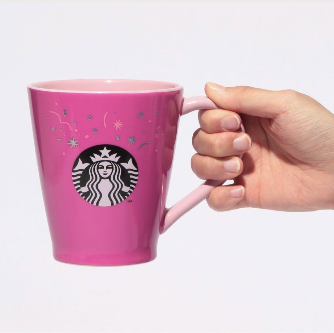 Starbucks ピンクマグカップ 黒猫デザインカラーチェンジ