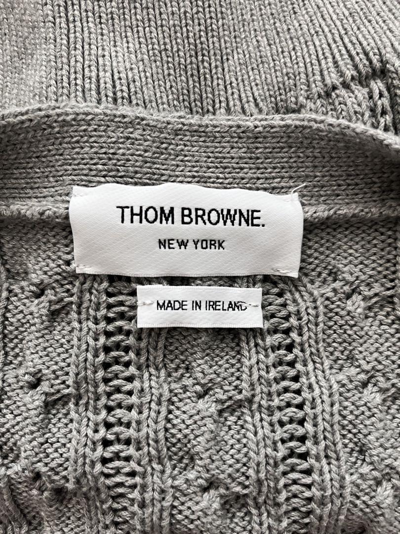 THOM BROWNE ケーブルニット　ロング丈カーディガン