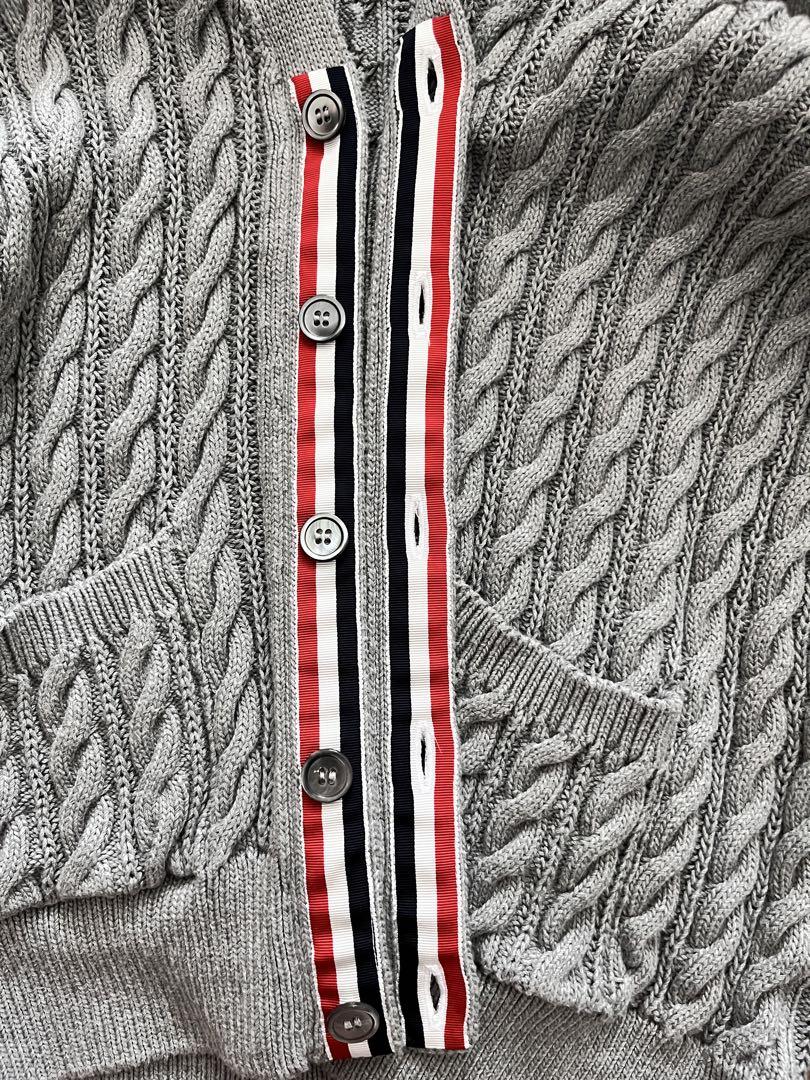 THOM BROWNE ケーブルニット　ロング丈カーディガン