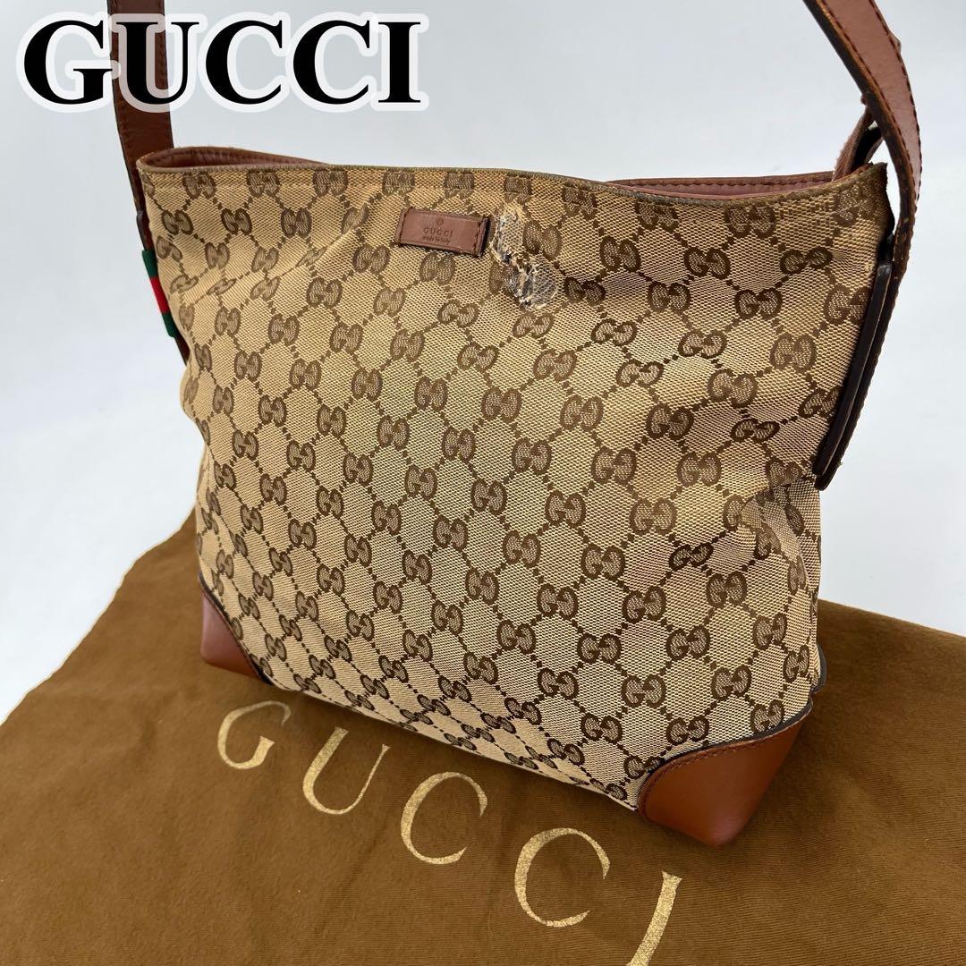 GUCCI ショルダーバッグ 斜めがけ GGキャンバス ロゴ入り シェリーライン