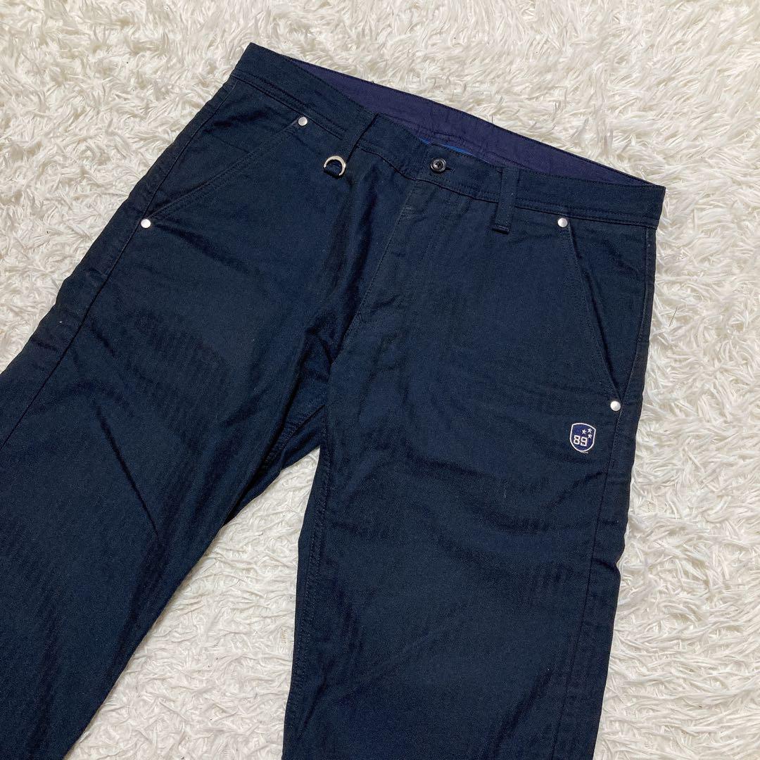 パーリーゲイツ　スラックス　M パンツ　ブラック　ストレッチ　ロゴ
