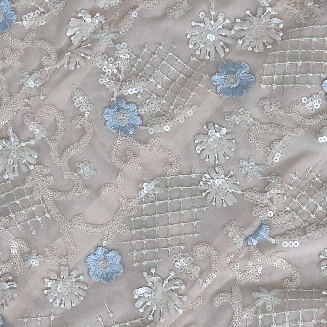 上品 高級 CHRISCELIN カットソー レース スパンコール 刺繍 花