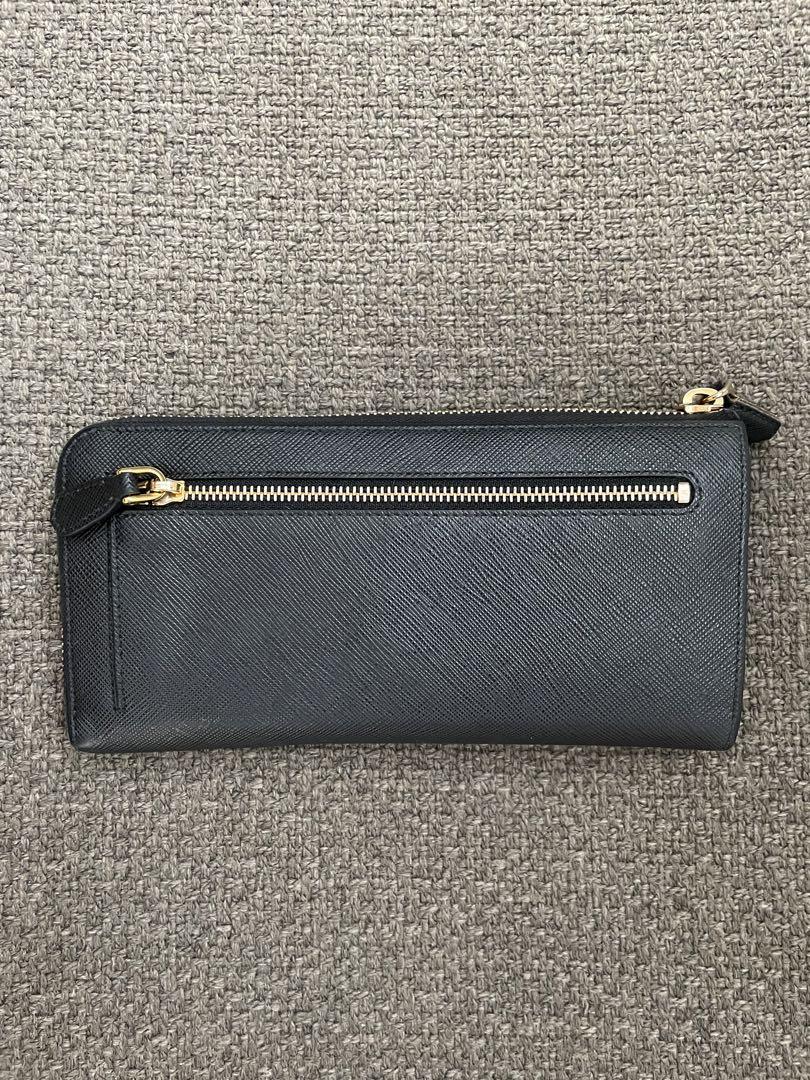 PRADA プラダ　長財布　サフィアーノ　黒　リボン　箱付き