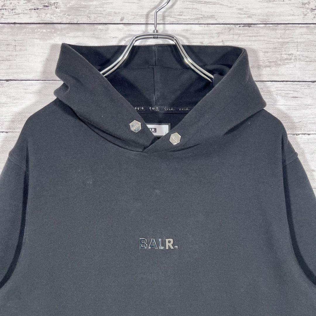 『BALR.』　パーカー　メタルロゴ　サイドジップ　大人気　ブラック　【L】