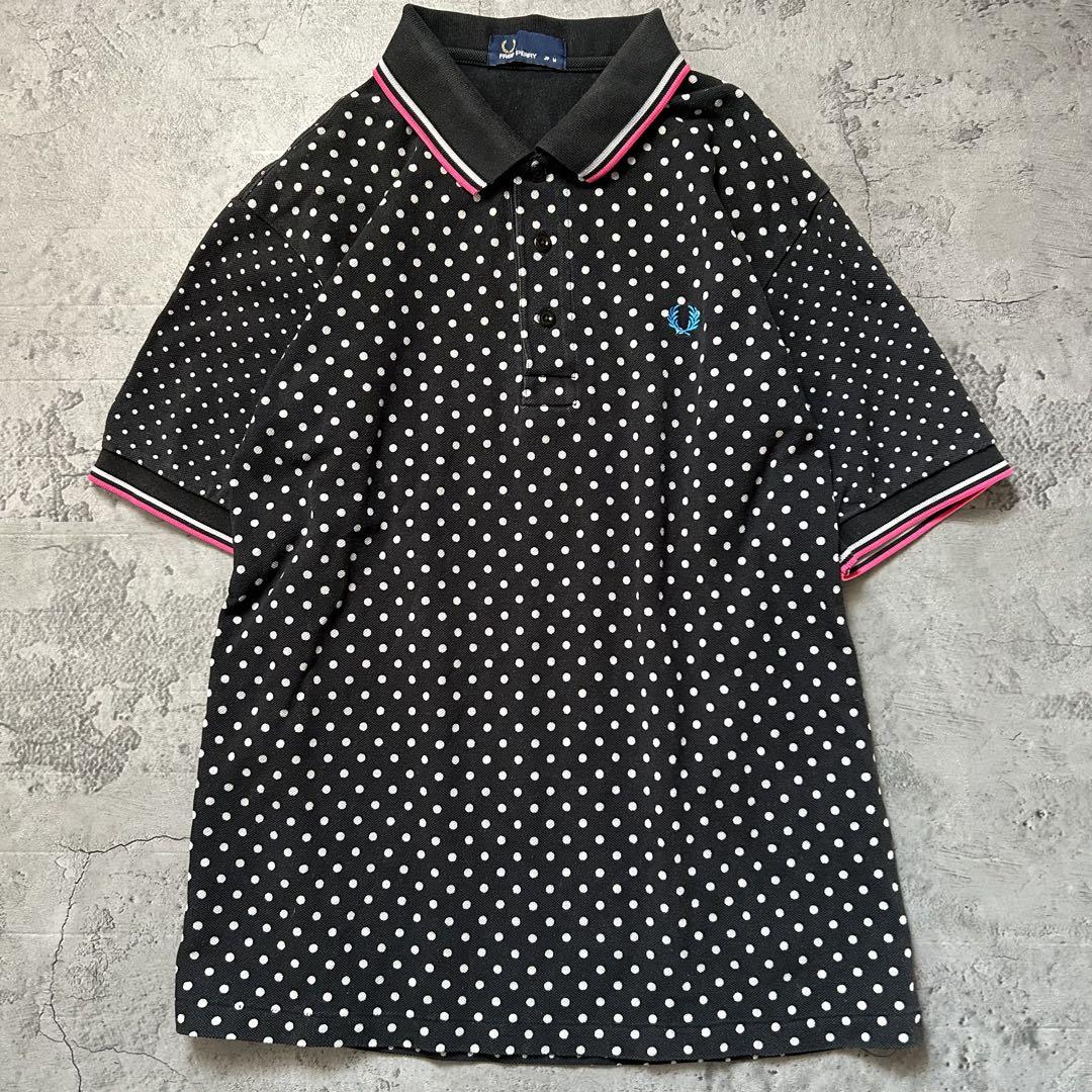 希少 FRED PERRY フレッドペリー M ポルカドット ポロシャツ 黒色