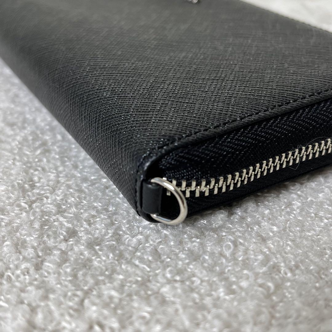美品　agnes b. 長財布　ラウンドファスナー　レザー　ブラック