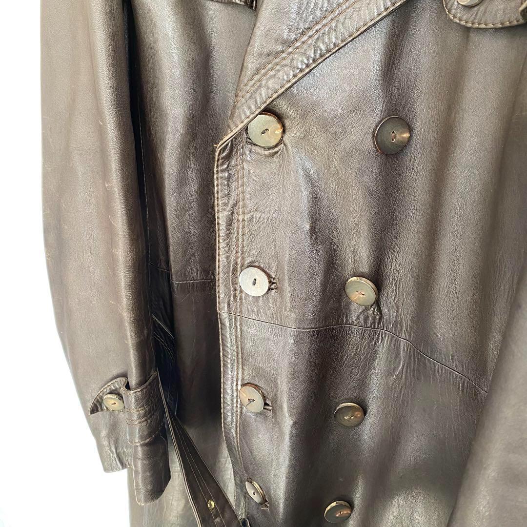 ★40's ヴィンテージ★ フランス 1940~50年 レザー ロングコート ★40's ヴィンテージ★ フランス 1940~50年 レザー ロングコート