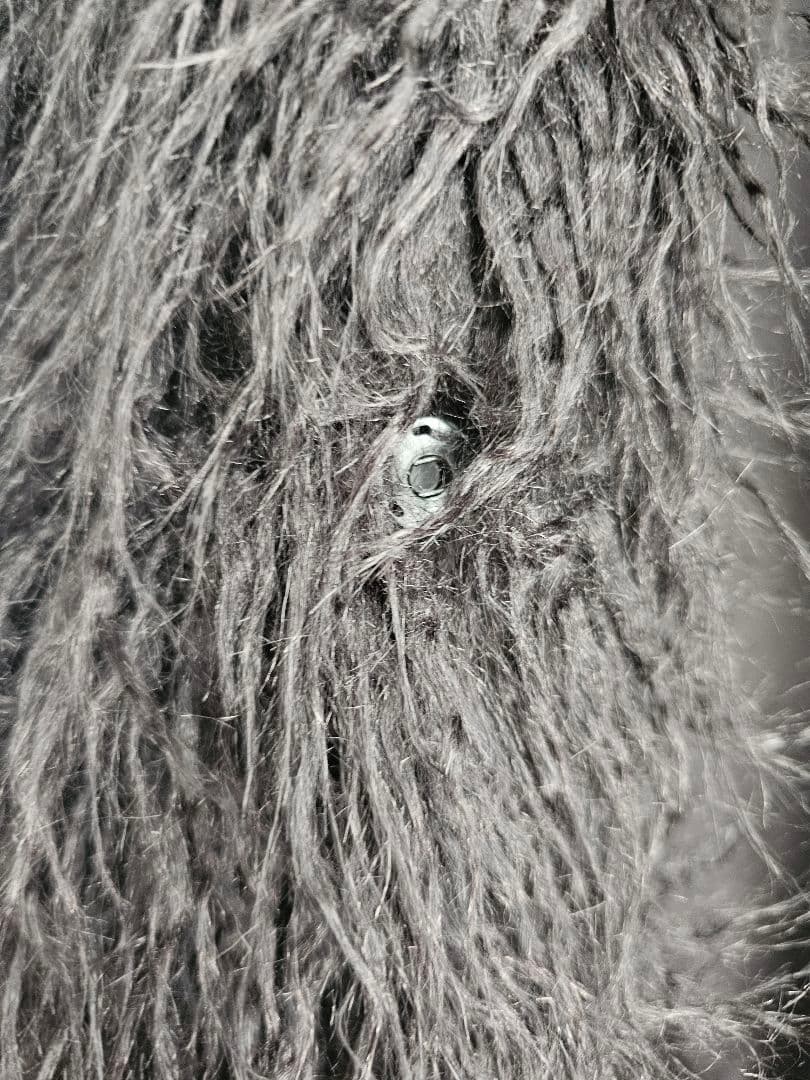 AINEA ブラックファー ロングベスト ジレ 鶴刺繍 AINEA ブラックファー ロングベスト ジレ 鶴刺繍