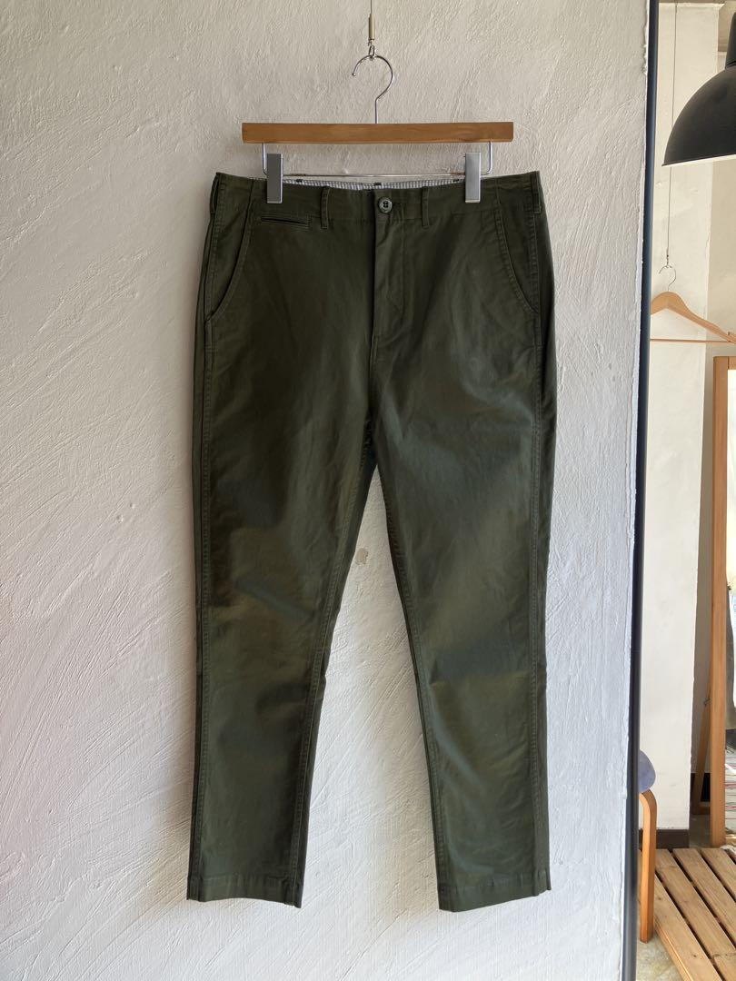 美品 BEAMS ストレッチテーパードチノ ビームス チノパン オリーブ L