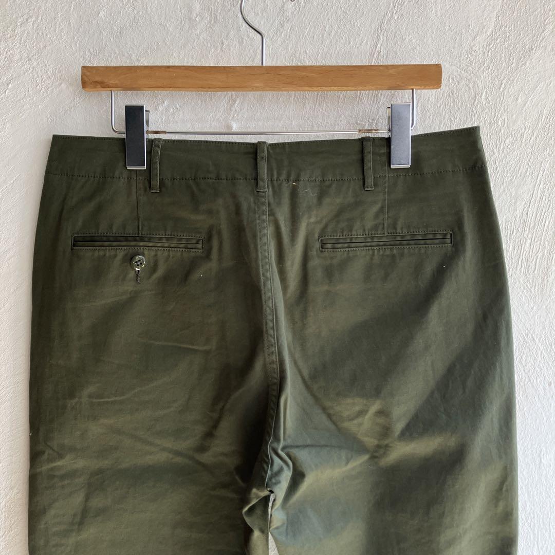 美品 BEAMS ストレッチテーパードチノ ビームス チノパン オリーブ L