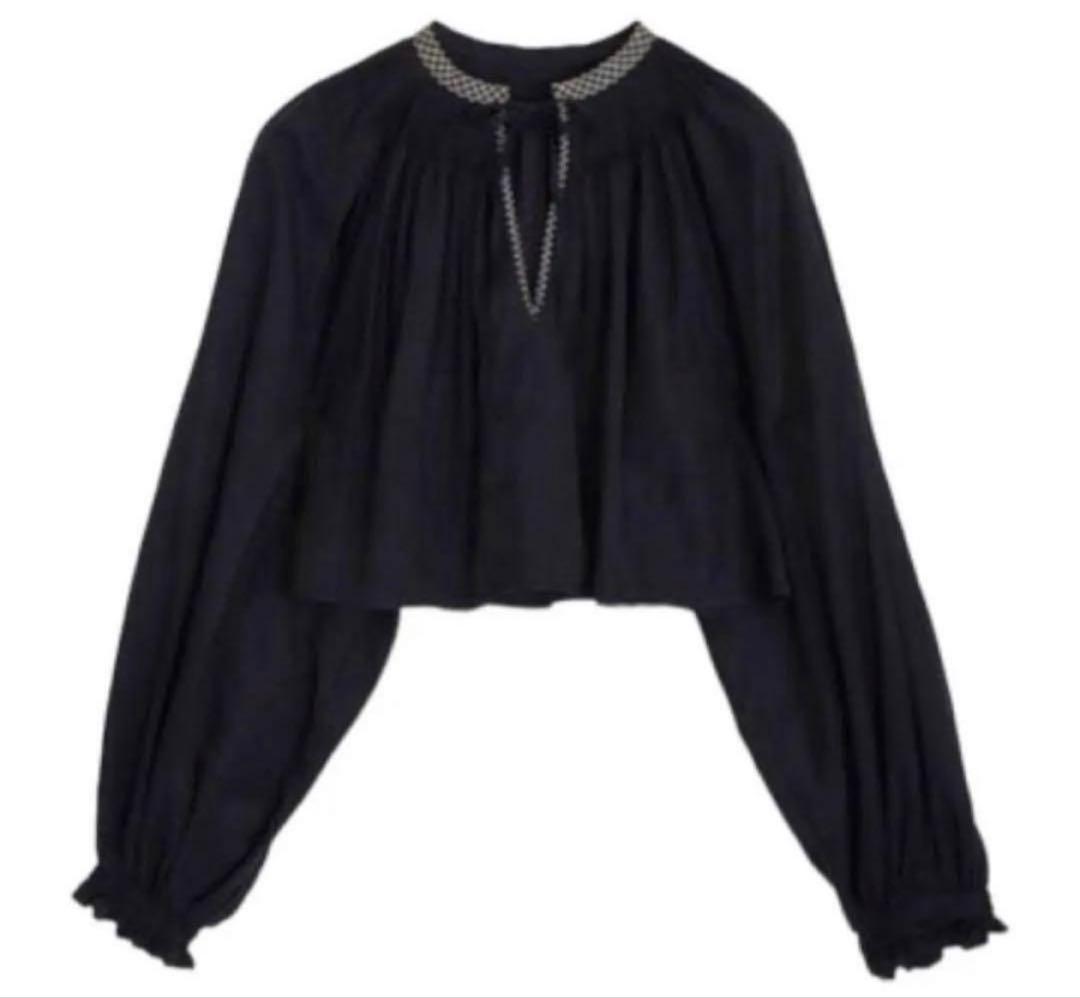 HAND PIN TUCK SMOCK BLOUSE ブラック