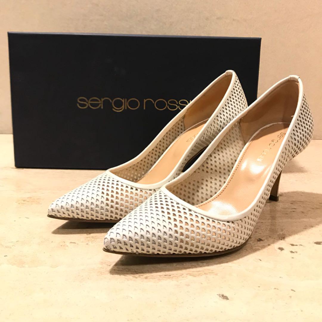 美品●セルジオロッシ パンチング パンプス