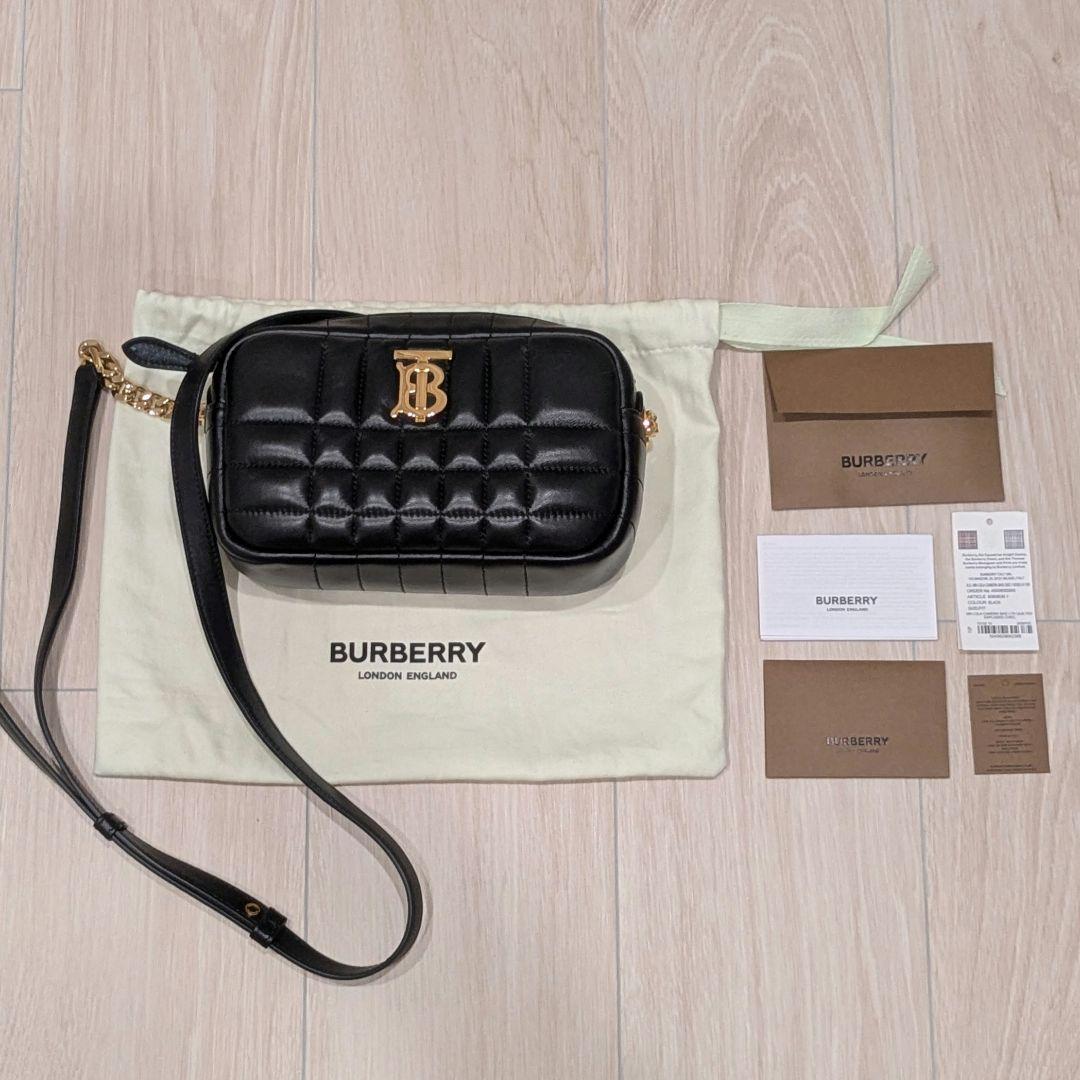 【送料関税込】BURBERRY - レザーショルダーバッグ 黒 Burberry ブラックレザーショルダーバッグ