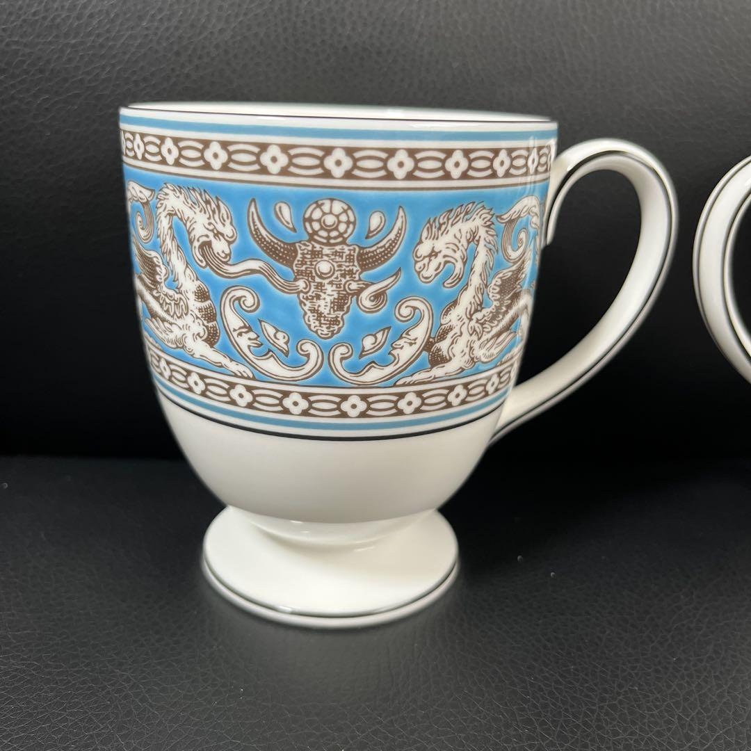 ［新品］Wedgwoodフロレンティーンターコイズ　ペアマグカップ　リー　英国製