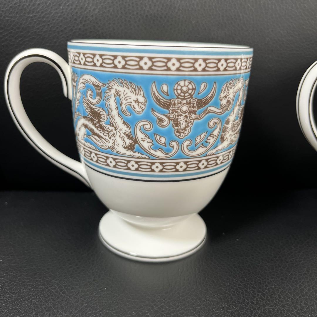 ［新品］Wedgwoodフロレンティーンターコイズ　ペアマグカップ　リー　英国製