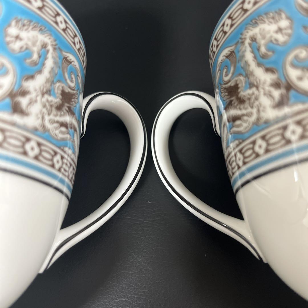 ［新品］Wedgwoodフロレンティーンターコイズ　ペアマグカップ　リー　英国製