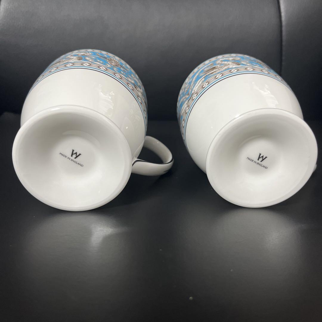 ［新品］Wedgwoodフロレンティーンターコイズ　ペアマグカップ　リー　英国製