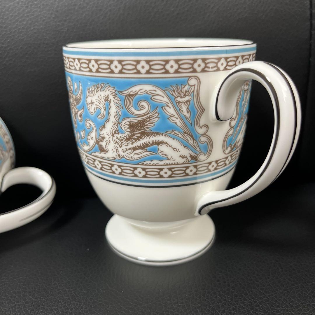 ［新品］Wedgwoodフロレンティーンターコイズ　ペアマグカップ　リー　英国製