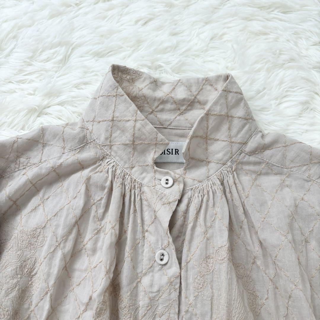 LOISIR コットンボイル キルティング風 刺繍 シャツ ブラウス