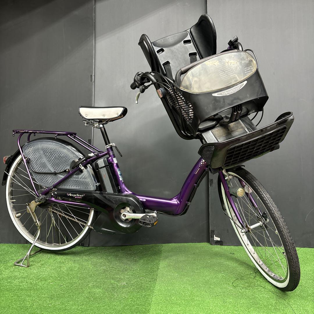 正式的 BS 前子供乗せ電動自転車 Angelino 36 3人乗り対応☆ パープル 自転車本体