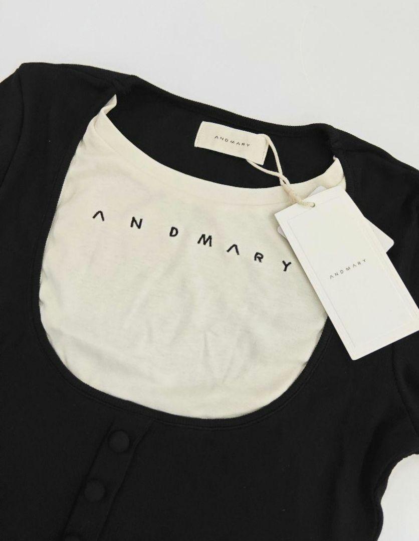 トップス ANDMARY Mary logo tops black ANDMARY】Mary logo tops