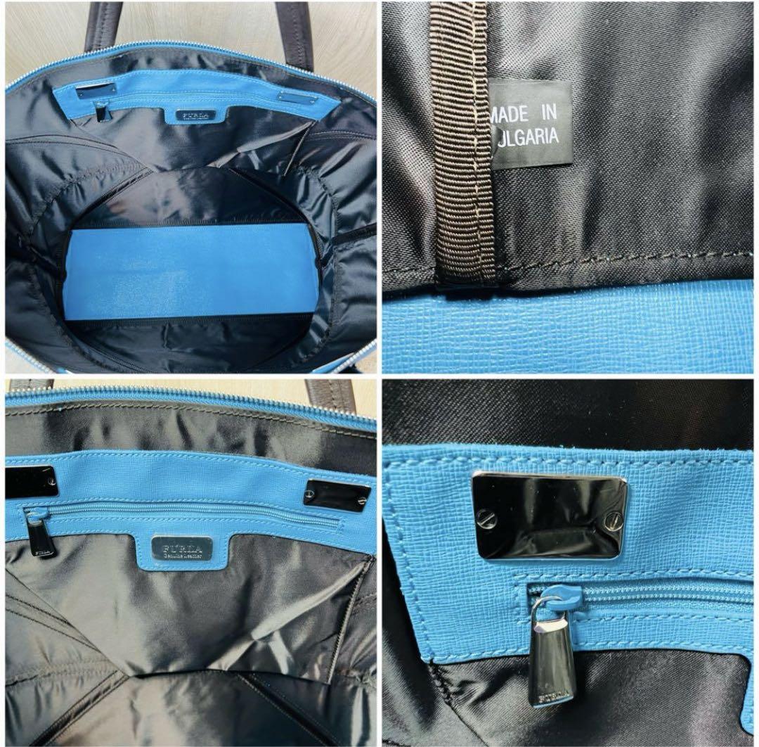 FURLA フルラ  2way トートバッグ レザー ブルー 折り畳み トラベル