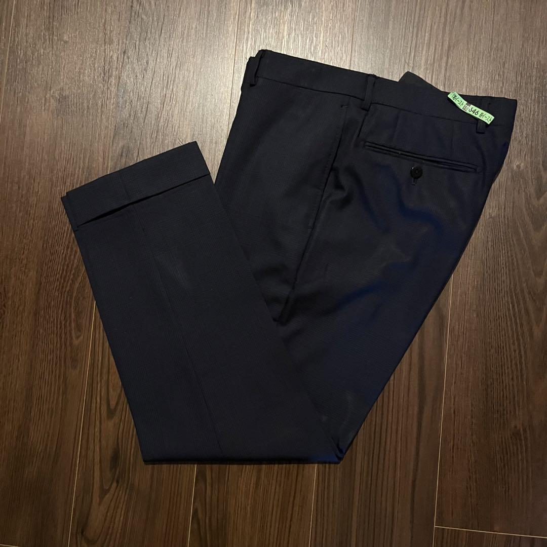 BEAMS F ネイビーグレンチェック スーツ 44