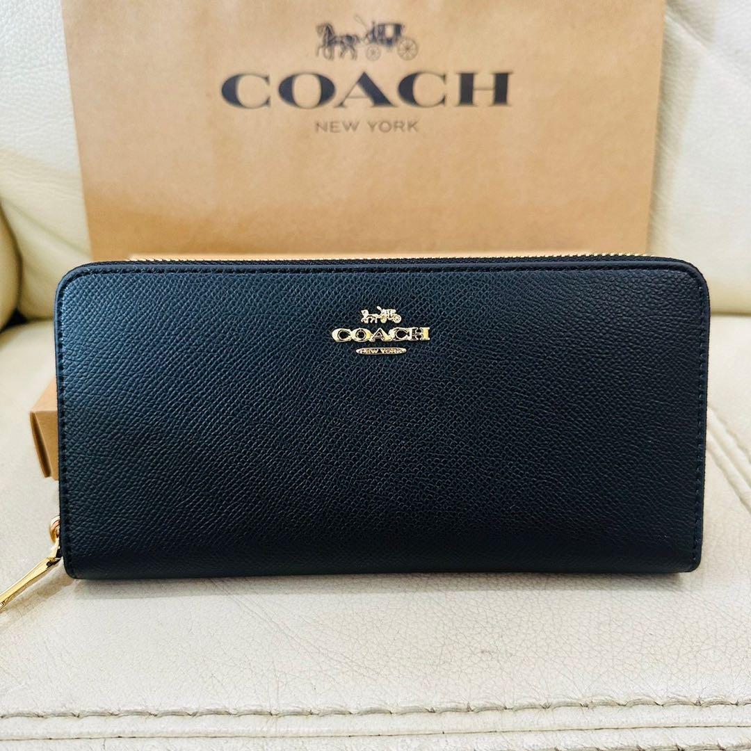 COACH ブラック レザー 長財布 F52372 - メルカリ