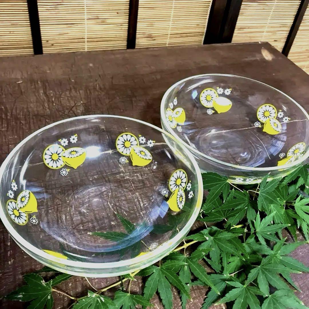佐々木ガラスレモン柄ボウルセットレトロ