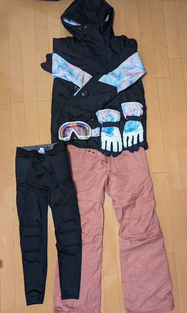 スノーボード用ウェアセット ジャケット パンツ 手袋 ゴーグル プロテクターM ICEPARDAL