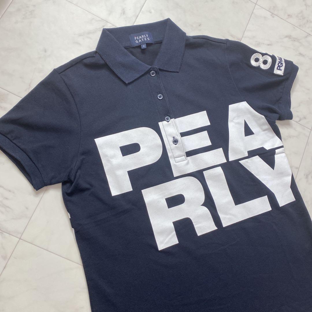 PEARLY GATESパーリーゲイツ　ネイビー　ビッグロゴ　ポロシャツ　0