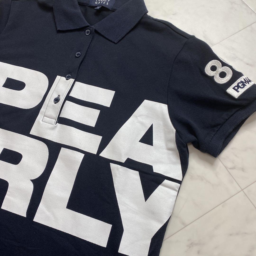 PEARLY GATESパーリーゲイツ　ネイビー　ビッグロゴ　ポロシャツ　0