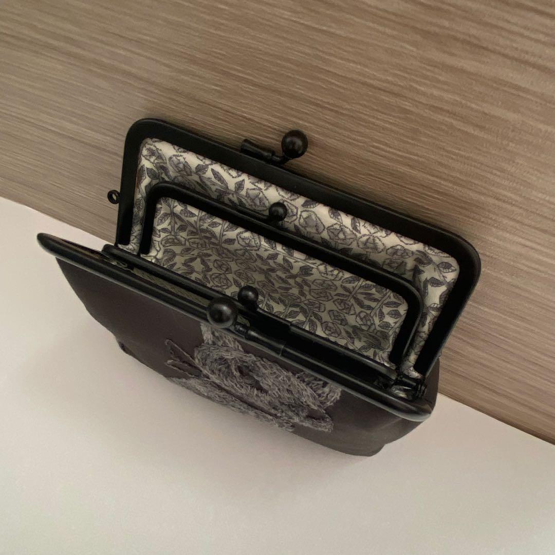 PJC 草花クロッチ　親子がま口　財布　ハンドメイド　ディーモス