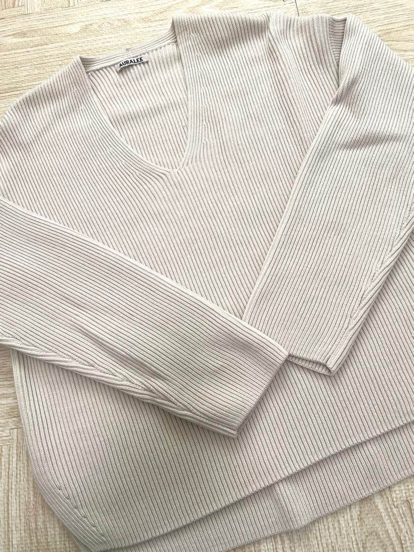 AURALEEオーラリー Vネックリブニット プルオーバー サイズ1