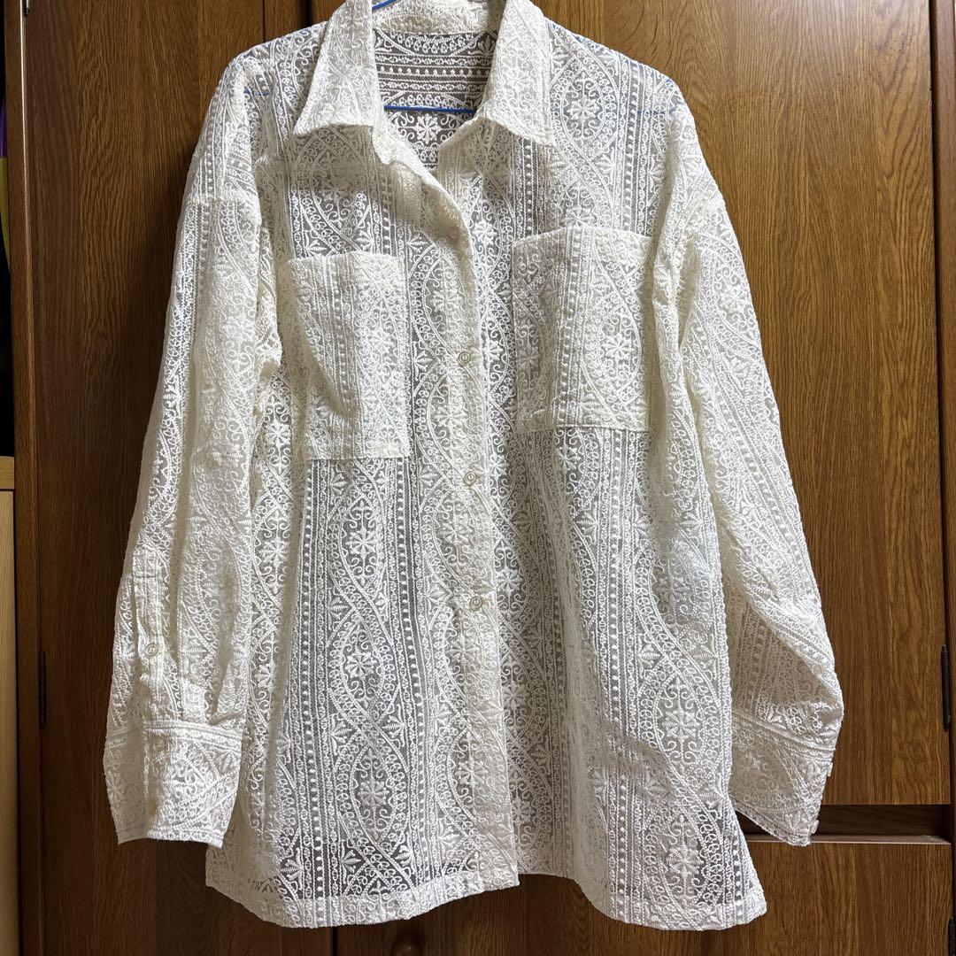 【美品】KBF シアーエンブロイダリーBIGシャツ
