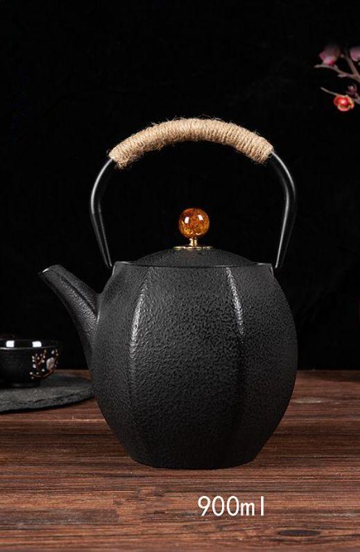鋳鉄製急須 900ml 麻ハンドル急須 おしゃれ 鉄瓶 やかん 直火ティーポット