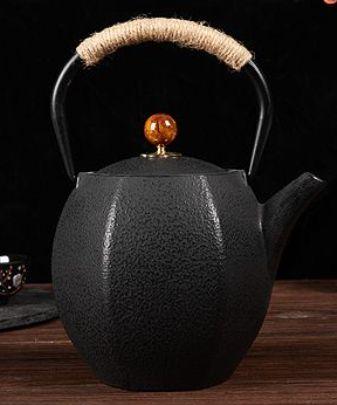 鋳鉄製急須 900ml 麻ハンドル急須 おしゃれ 鉄瓶 やかん 直火ティーポット