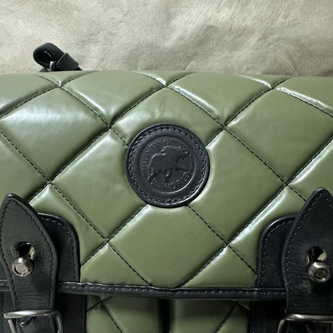美品 HUNTING WORLD メッセンジャーバッグ グリーン バチュークロス 美品 HUNTING WORLD メッセンジャーバッグ グリーン バチュークロス