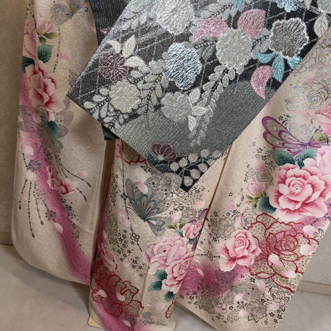 引き振袖 お引摺り【オーロラシャイニー× 玉虫色】蝶々 舞台衣裳