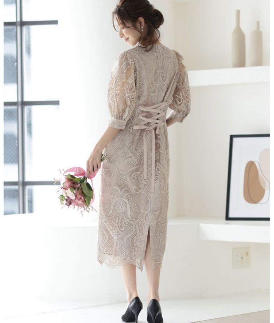 【定価14,080円】PREFERIR バックシャンリボン　タイトドレス L