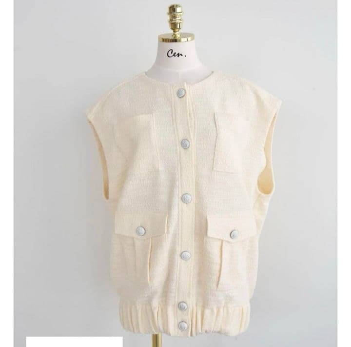 cen. ツイードベスト オフホワイト SIZE