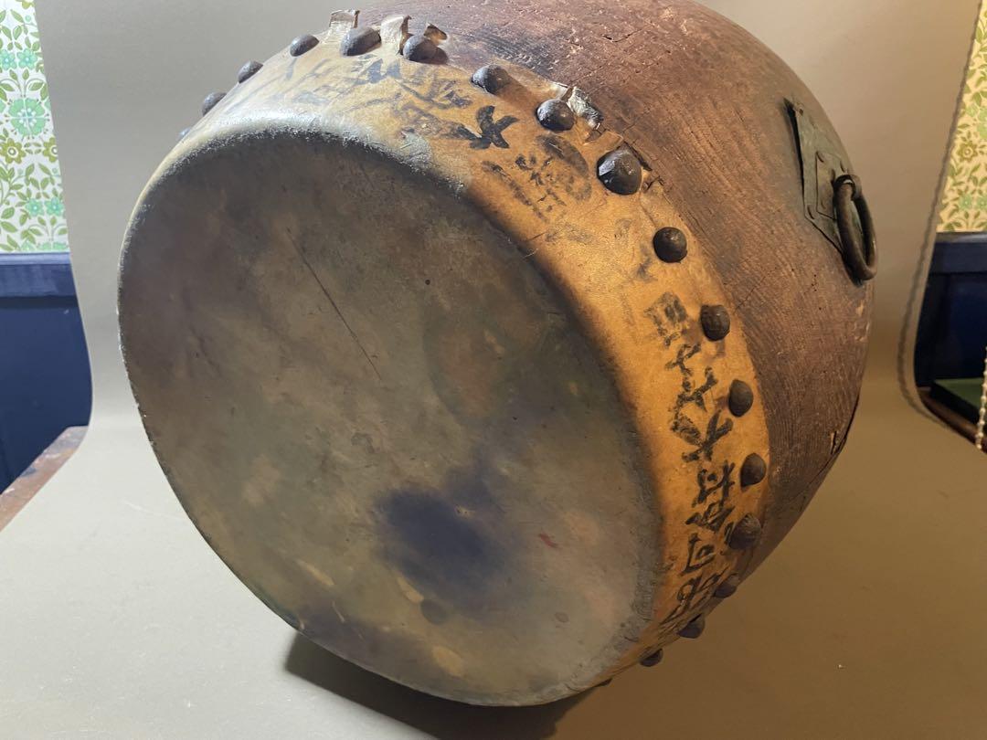和楽器　締太鼓 締太鼓 和太鼓 蒔絵 黒漆 和楽器 バチ 撥 台座 上折台 ケース