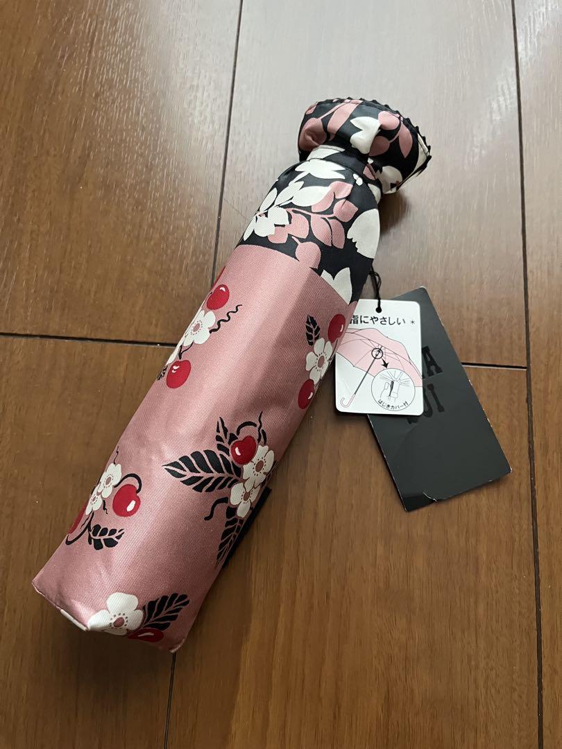 ANNA SUI アナスイ 折りたたみ傘 雨傘 チェリー　花柄　ピンクパープル