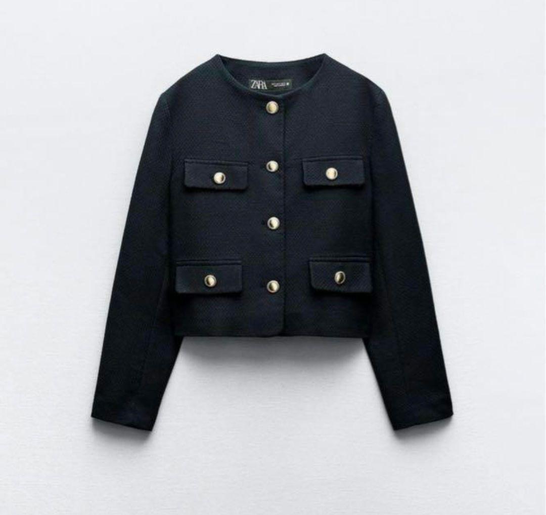 大人上品なおすすめコーデ ラウンドネックピケブレザー 美品❁ZARA ネイビー メルカリ - ジャケット・アウター