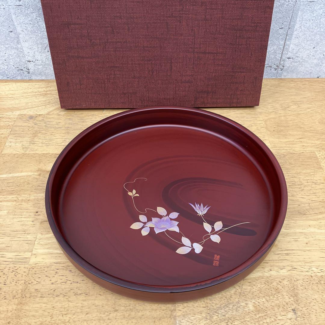 昭和レトロ 木目紀の里 木製 30cm 丸盆 おぼん お盆 茶盆 茶道具 トレー