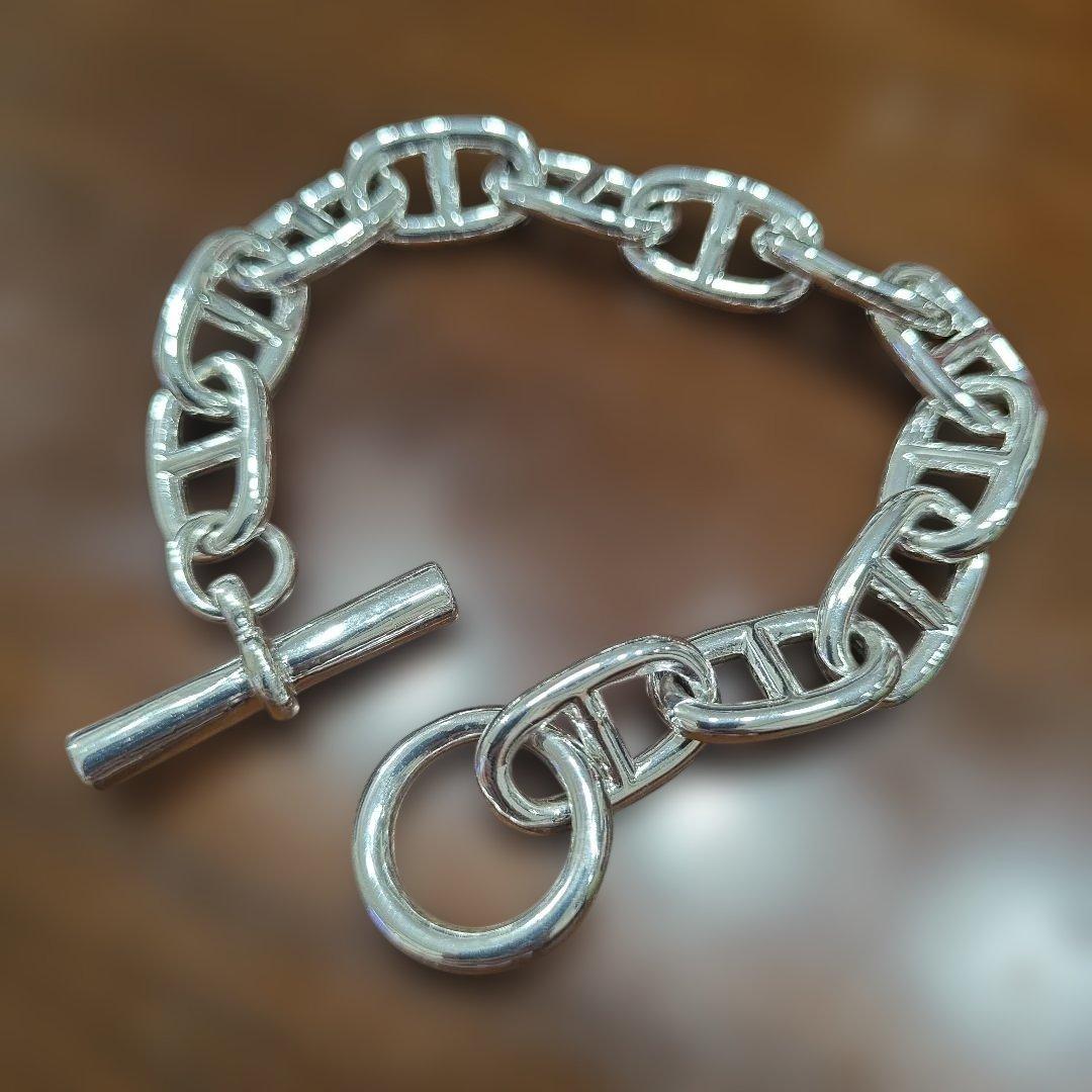 シルバー925 無垢 GMサイズ 12コマ 23cm アンカーチェーン ブレス目立った傷や汚れなし